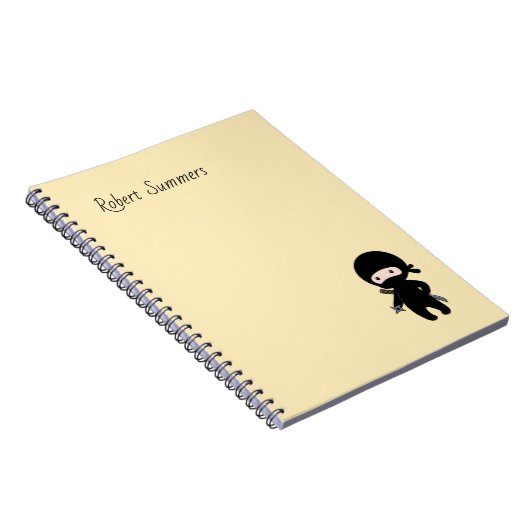 Tiny Ninja Individuelle Name auf Gelb Notizblock (Rechte Seite)