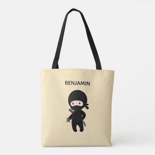 Tiny Ninja Individuelle Name auf Gelb Tasche (Rückseite)