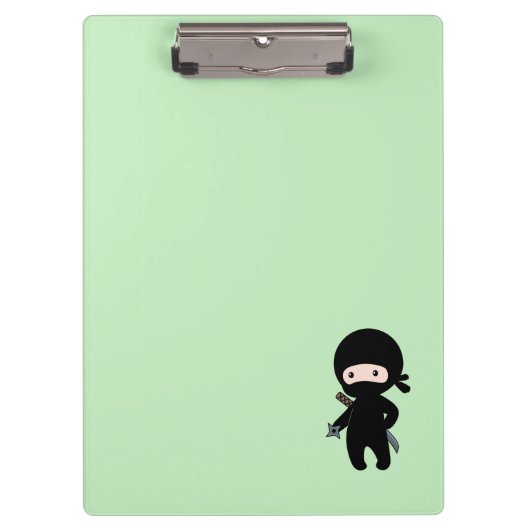 Tiny Ninja Individuelle Name auf Green Klemmbrett (Vorderseite)