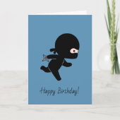 Tiny Ninja läuft auf Blue Birthday Karte (Vorderseite)