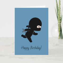 Tiny Ninja läuft auf Blue Birthday Karte