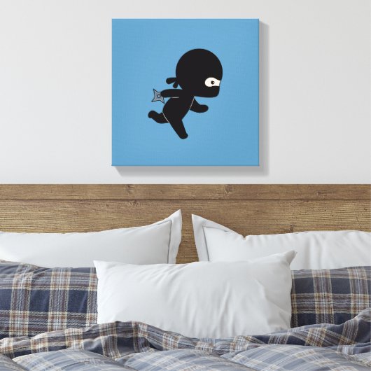 Tiny Ninja läuft auf Blue Leinwanddruck (Insitu (Schlafzimmer))