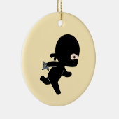 Tiny Ninja läuft auf Gelb Keramik Ornament (Rechts)