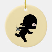 Tiny Ninja läuft auf Gelb Keramik Ornament (Hinten)