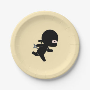 Tiny Ninja läuft auf Gelb Pappteller