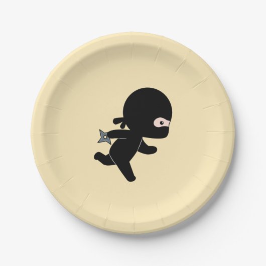 Tiny Ninja läuft auf Gelb Pappteller (Vorderseite)