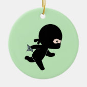 Tiny Ninja läuft auf Green Keramik Ornament (Vorne)