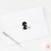 Tiny Ninja Making Origami Paper werfen Star Runder Aufkleber (Umschlag)