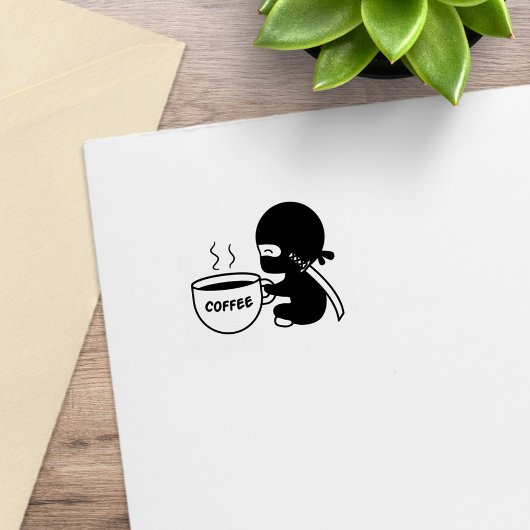 Tiny Ninja mit großer Tasse 1x1 Gummistempel