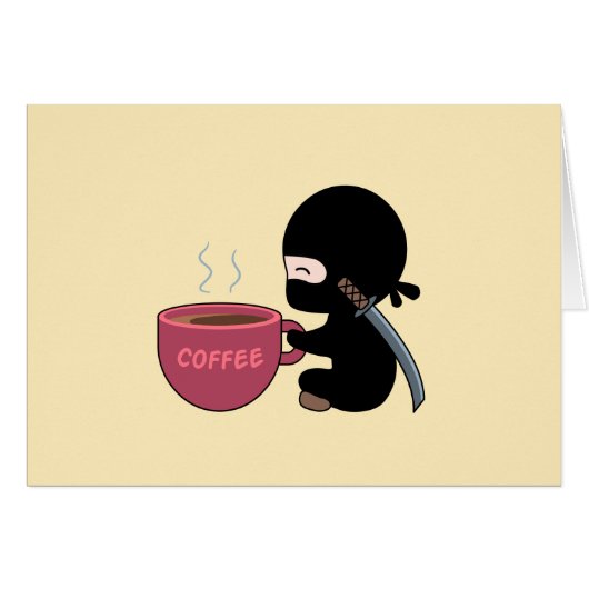 Tiny Ninja mit großer Tasse auf der gelben Blank (Vorderseite (Horizontal))