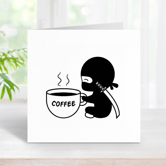 Tiny Ninja mit großer Tasse Gummistempel
