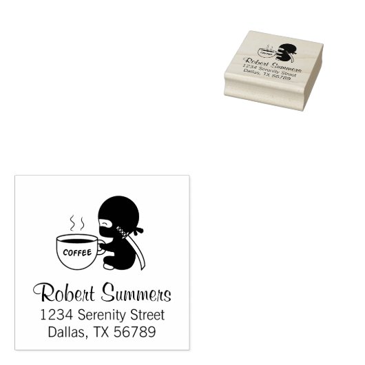 Tiny Ninja mit großer Tasse Gummistempel (Stempel)