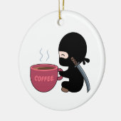 Tiny Ninja mit großer Tasse Keramik Ornament (Links)