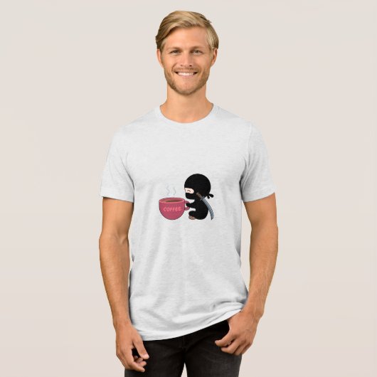 Tiny Ninja mit großer Tasse Tri-Blend Shirt (Vorderseite voll)
