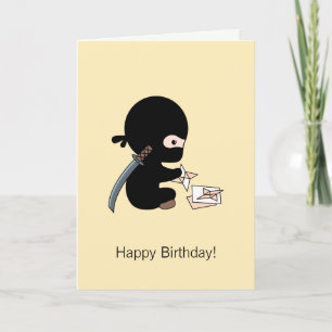 Tiny Ninja Origami Paper Star Yellow Birthday Karte