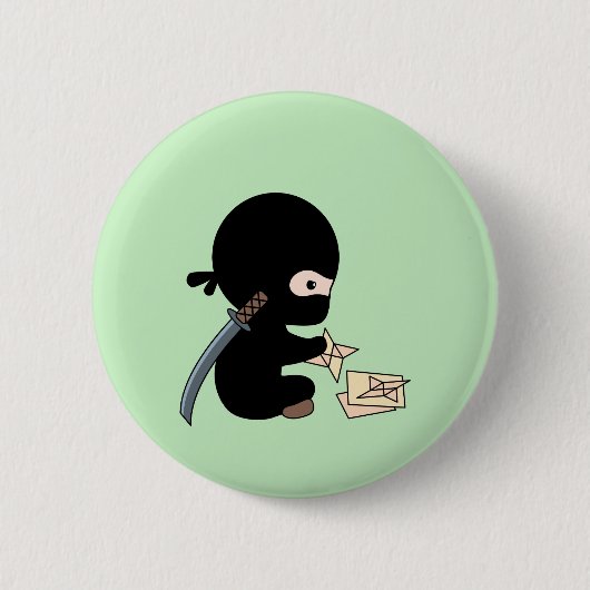 Tiny Ninja Origami Paper Throwing Star Green Button (Vorderseite)