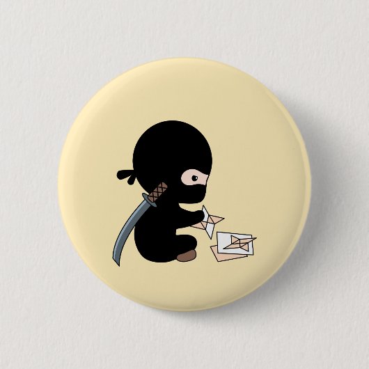 Tiny Ninja Origami Paper Throwing Star Yellow Button (Vorderseite)