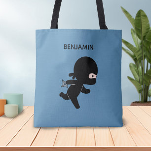 Tiny Ninja Running Individuelle Name auf Blue Tasche