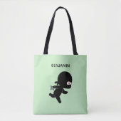 Tiny Ninja Running Individuelle Name auf Green Tasche (Vorderseite)