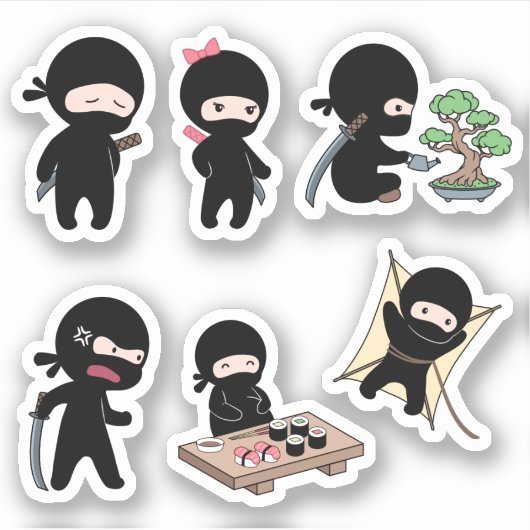 Tiny Ninja Set 2 Aufkleber (Vorderseite)