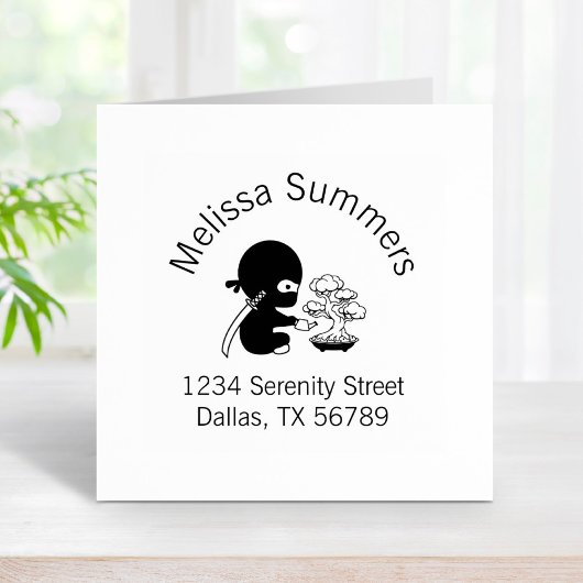 Tiny Ninja Watering Bonsai Tree Arch Adresse Gummistempel