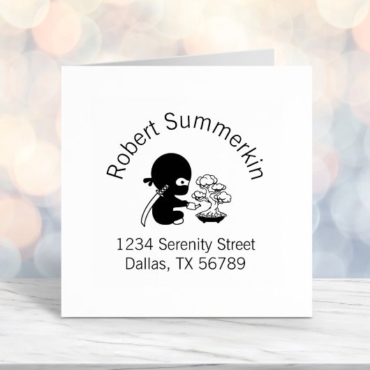 Tiny Ninja Watering Bonsai Tree Arch Adresse Permastempel