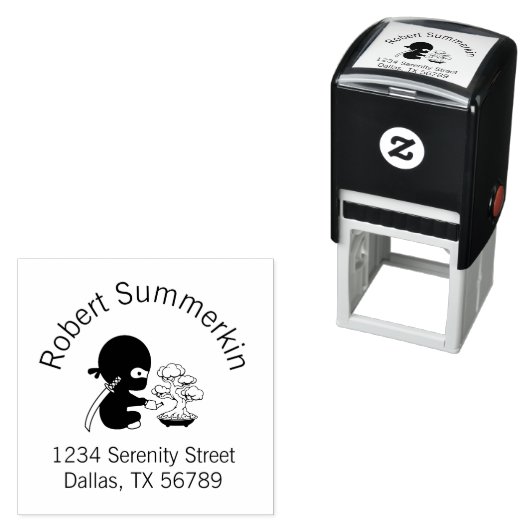 Tiny Ninja Watering Bonsai Tree Arch Adresse Permastempel (Beispiel)