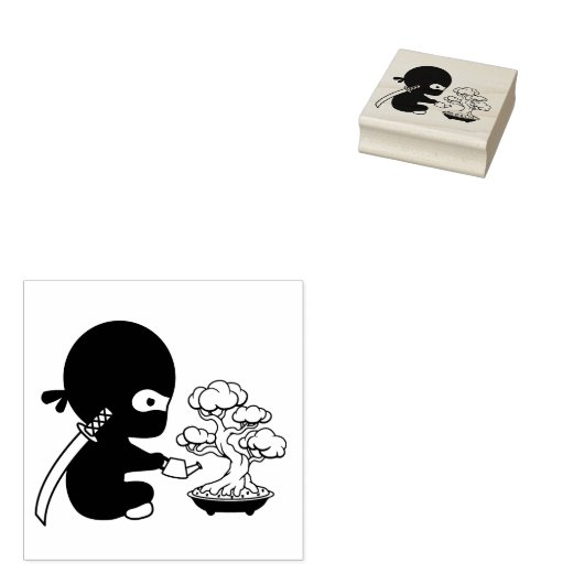 Tiny Ninja Watering Bonsai Tree Gummistempel (Stempel)