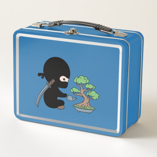 Tiny Ninja Watering Bonsai Tree Metall Brotdose (Vorderseite)