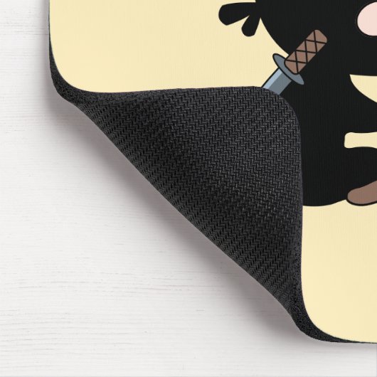 Tiny Ninja Watering Bonsai Tree on Yellow Mousepad (Ecke)