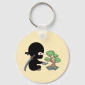 Tiny Ninja Watering Bonsai Tree on Yellow Schlüsselanhänger (Vorderseite)