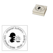 Tiny Ninja Watering Bonsai Tree Round Address 3 Gummistempel (Stempel)