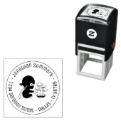 Tiny Ninja Watering Bonsai Tree Round Address Permastempel (Beispiel)