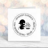 Tiny Ninja Watering Bonsai Tree Round Address Permastempel