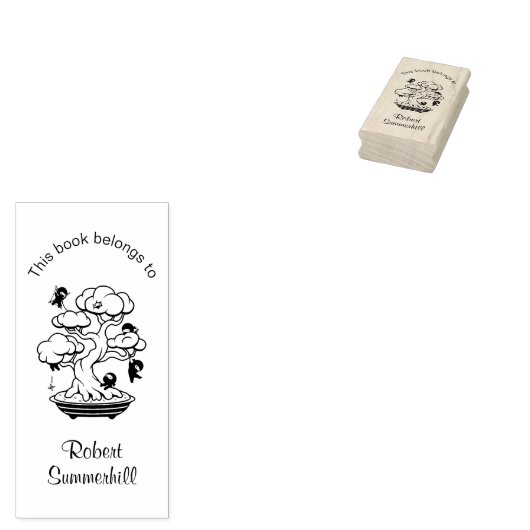 Tiny Ninjas im Bonsai Tree Buchzeichen Gummistempel (Stempel)