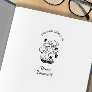 Tiny Ninjas im Bonsai Tree Buchzeichen Gummistempel
