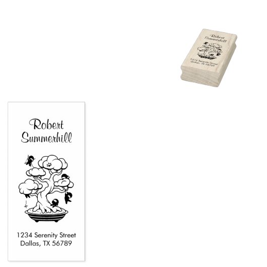 Tiny Ninjas in Bonsai Tree Address Gummistempel (Stempel)