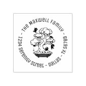 Tiny Ninjas in Bonsai Tree Familienadresse Runde 4 Gummistempel (Prägung)