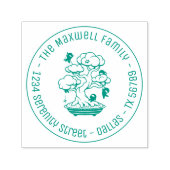 Tiny Ninjas in Bonsai Tree Family Address Round Permastempel (Design)