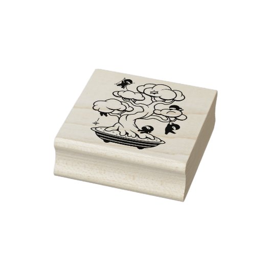 Tiny Ninjas in Bonsai Tree Gummistempel (Stempel)