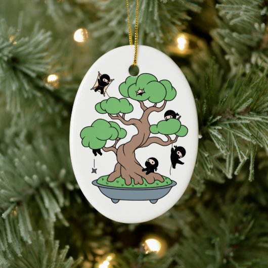 Tiny Ninjas in Bonsai Tree Keramik Ornament (Baum)