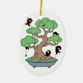 Tiny Ninjas in Bonsai Tree Keramik Ornament (Vorne)