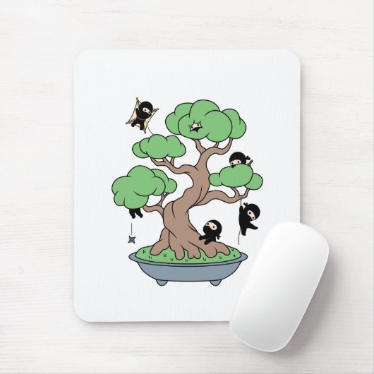 Tiny Ninjas in Bonsai Tree Mousepad (Mit Mouse)