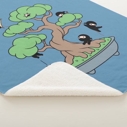 Tiny Ninjas in Bonsai Tree on Blue Sherpadecke (3/4)