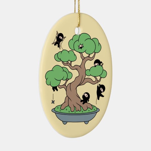 Tiny Ninjas in Bonsai Tree on Yellow Keramik Ornament (Rechts)