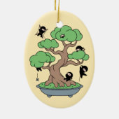 Tiny Ninjas in Bonsai Tree on Yellow Keramik Ornament (Hinten)