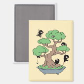 Tiny Ninjas in Bonsai Tree on Yellow Magnet (Vorderseite/Rückseite)
