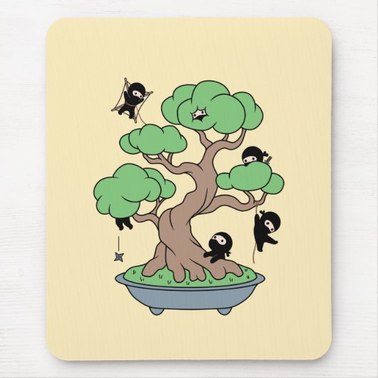 Tiny Ninjas in Bonsai Tree on Yellow Mousepad (Vorne)