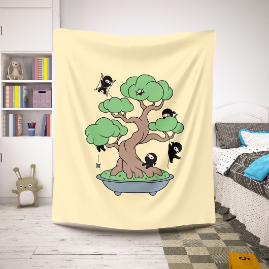 Tiny Ninjas in Bonsai Tree on Yellow Sherpadecke