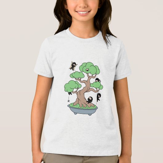 Tiny Ninjas in Bonsai Tree Tri-Blend Shirt (Vorderseite)